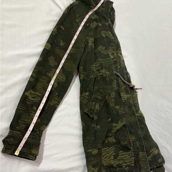 Tentree Camo Anorak Jacket 100% Organic Cotton Waist Cinch Hooded Long Rain Coat - Picture 7 of 7